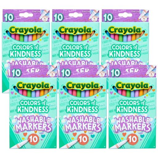 Colors of Kindness Fine Line Washable Markers, 10 Per Pack, 6 Packs - Kidsplace.store