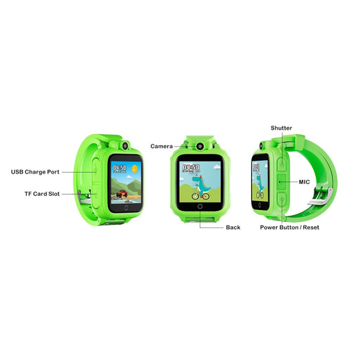 KW1 Smart Watch for Kids with Educational Games, HD Touch Screen, Camera, and MP3 Music Player, Green - Kidsplace.store