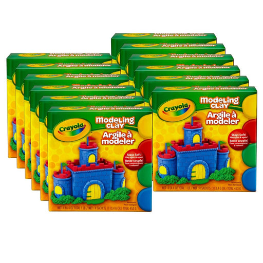 Modeling Clay, 4 Assorted Colors, 1 lb. Box, 12 Boxes - Kidsplace.store