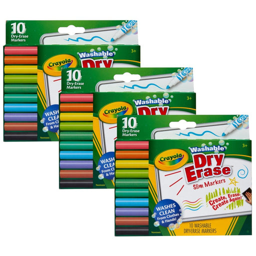 Washable Slim Dry Erase Markers, 10 Per Pack, 3 Packs - Kidsplace.store