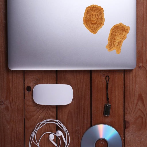 Wood Lion Sticker, Funny Hipster "Mane Attraction" - Kidsplace.store