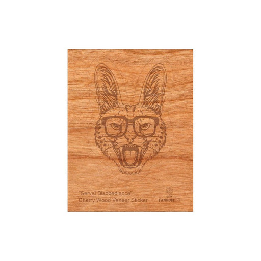 Wood Serval Sticker, Funny Hipster "Serval Disobedience" - Kidsplace.store