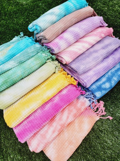 10 WAFFLE THROW/ Blanket set, Assorted Tie - Dye Waffle Towel - Kidsplace.store