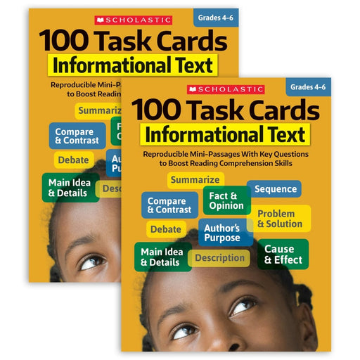 100 Task Cards: Informational Text Activity Book, Grade 4-6, Pack of 2 - Kidsplace.store