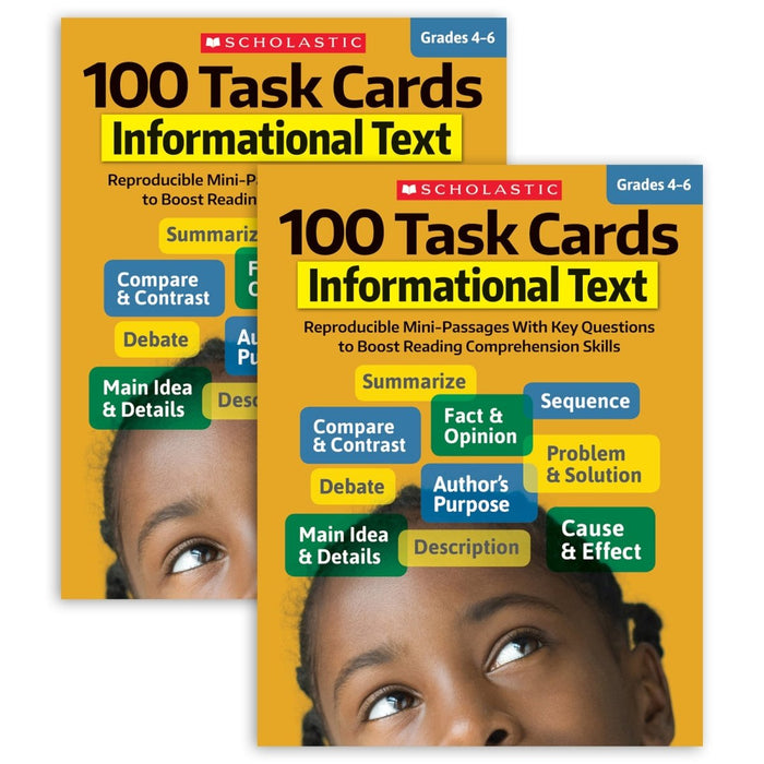 100 Task Cards: Informational Text Activity Book, Grade 4-6, Pack of 2 - Kidsplace.store