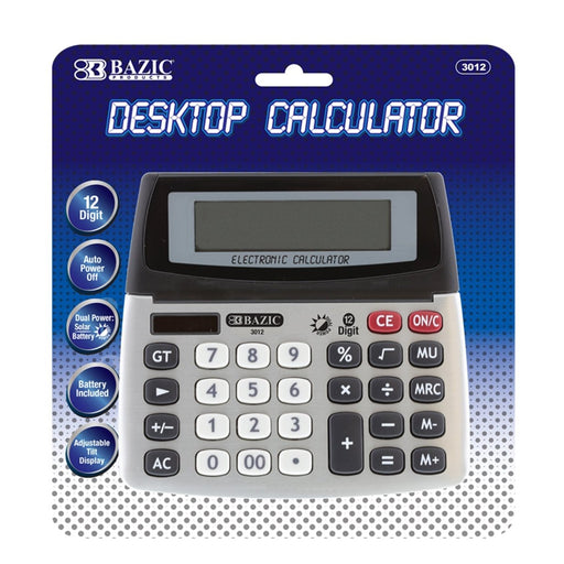 12-Digit Dual Power Desktop Calculator with Adjustable Display - Kidsplace.store