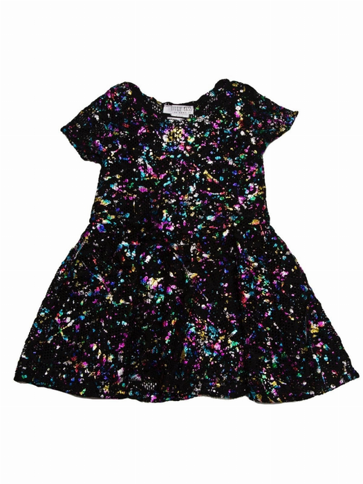 Splatter Rainbow Foil Skater Skirt Dress