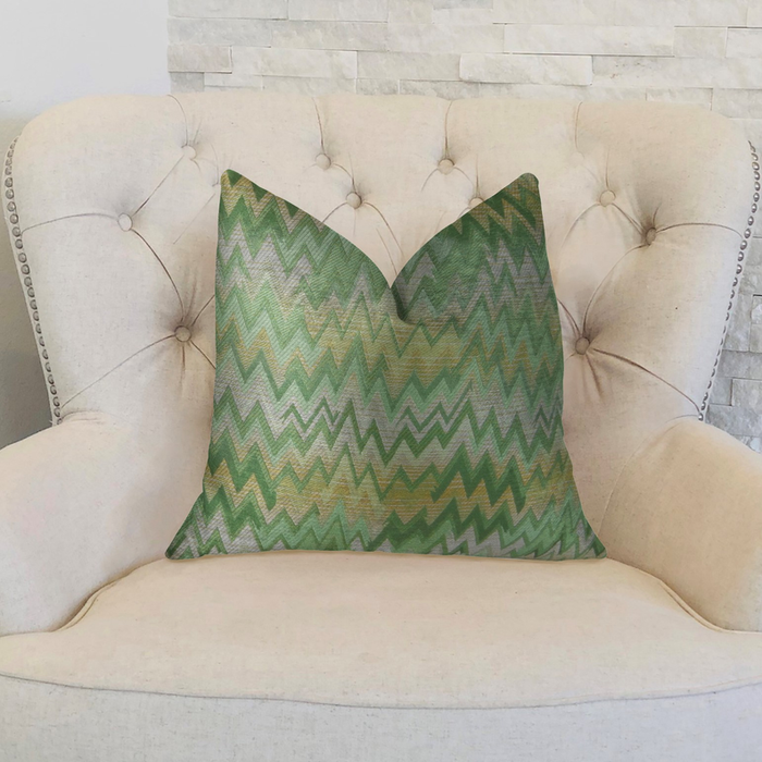 Plutus Green Fair Green Citrine and Taupe Handmade Luxury Pillow
