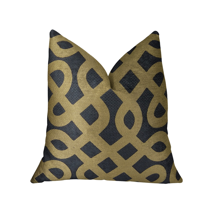 Plutus Golden Maze Black and Gold Handmade Luxury Pillow