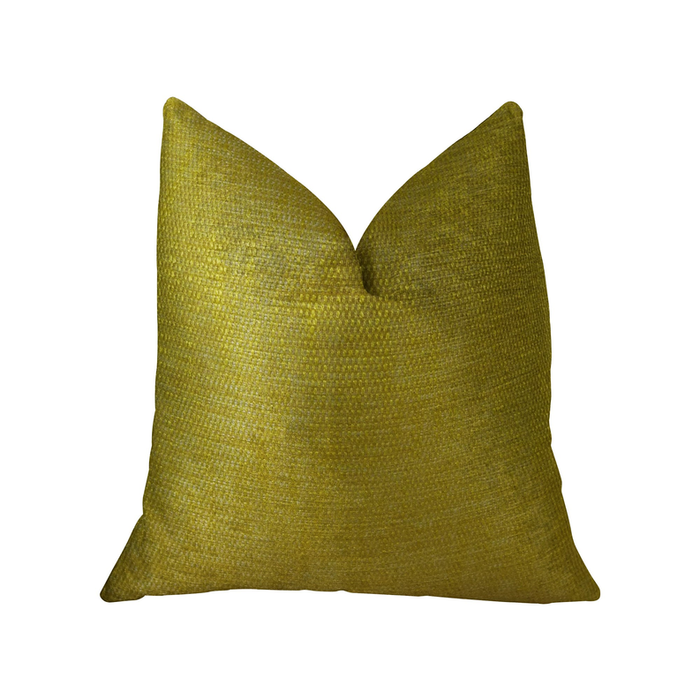 Plutus Deep Lemon Grass Metallic Citrine and Gold Handmade Luxury Pillow