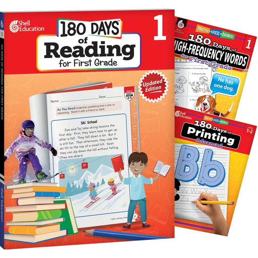 180 Days Reading, High-Frequency Words, & Printing Grade 1: 3-Book Set - Kidsplace.store