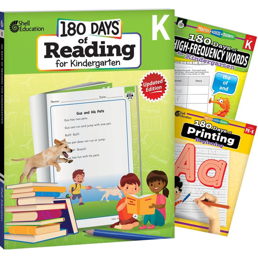 180 Days Reading, High-Frequency Words, & Printing Grade K: 3-Book Set - Kidsplace.store