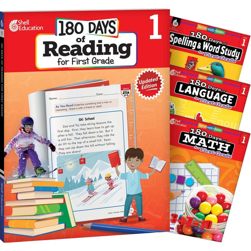 180 Days Reading, Spelling, Language, & Math Grade 1: 4-Book Set - Kidsplace.store