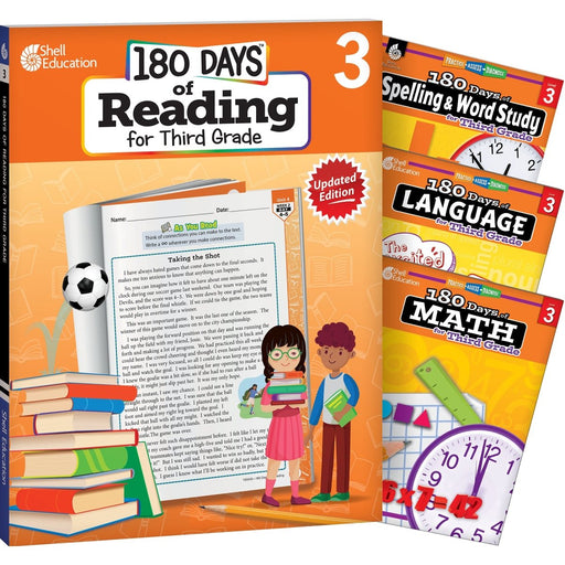 180 Days Reading, Spelling, Language, & Math Grade 3: 4-Book Set - Kidsplace.store