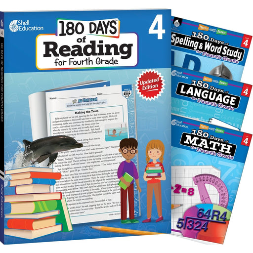 180 Days Reading, Spelling, Language, & Math Grade 4: 4-Book Set - Kidsplace.store