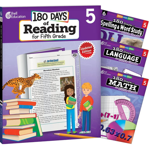 180 Days Reading, Spelling, Language, & Math Grade 5: 4-Book Set - Kidsplace.store