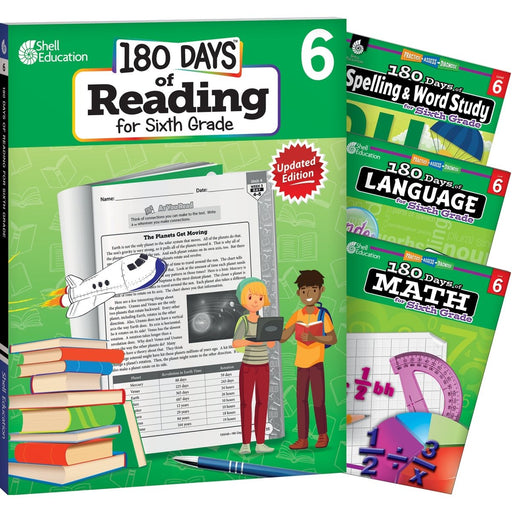 180 Days Reading, Spelling, Language, & Math Grade 6: 4-Book Set - Kidsplace.store