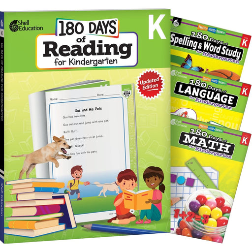 180 Days Reading, Spelling, Language, & Math Grade K: 4-Book Set - Kidsplace.store