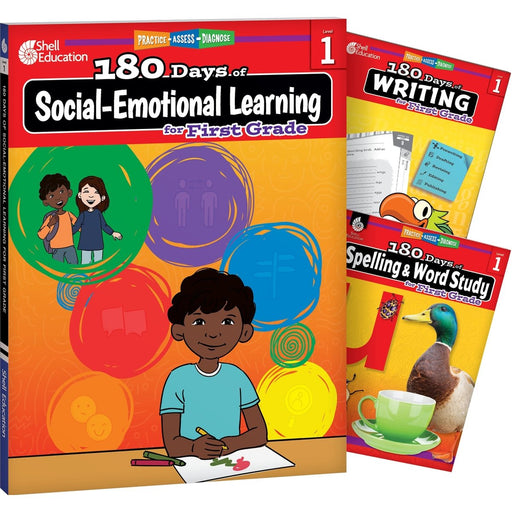 180 Days Social-Emotional Learning, Writing, & Spelling Grade 1: 3-Book Set - Kidsplace.store