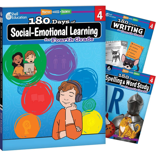 180 Days Social-Emotional Learning, Writing, & Spelling Grade 4: 3-Book Set - Kidsplace.store