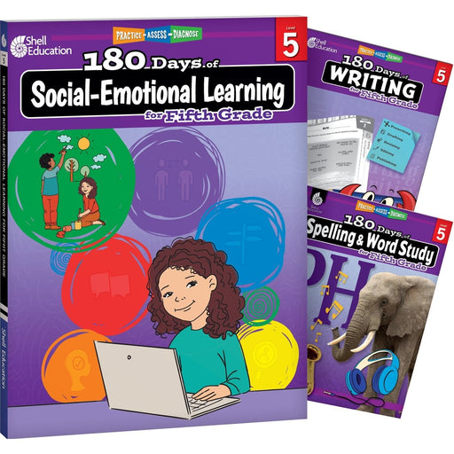180 Days Social-Emotional Learning, Writing, & Spelling Grade 5: 3-Book Set - Kidsplace.store