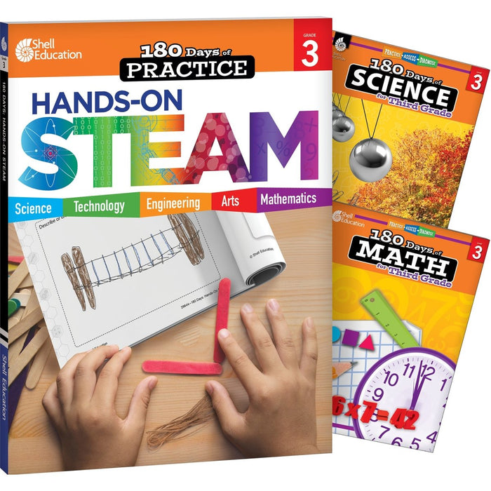 180 Days STEAM, Science, & Math Grade 3: 3-Book Set - Kidsplace.store