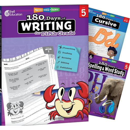 180 Days Writing, Spelling, & Cursive Grade 5: 3-Book Set - Kidsplace.store