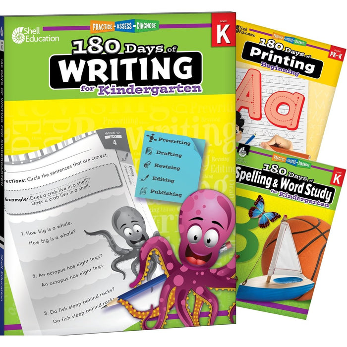 180 Days Writing, Spelling, & Printing Grade K: 3-Book Set - Kidsplace.store