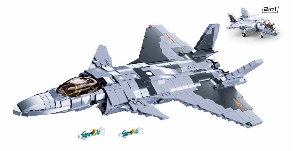 2 - in - 1 Fighter Jet J - 20 Mighty Dragon Brick Kit (926 pcs) - Kidsplace.store