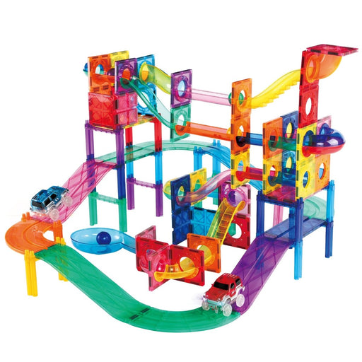 2-in-1 Magnetic Marble Run Set & Racing Track Set, 108 Pieces - Kidsplace.store