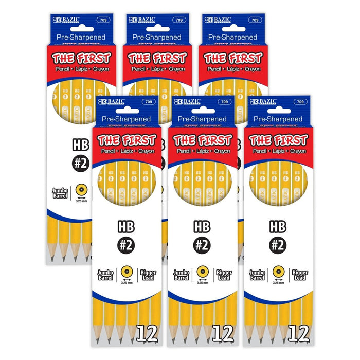 #2 The First Jumbo Premium Yellow Pencil, 12 Per Pack, 6 Packs - Kidsplace.store