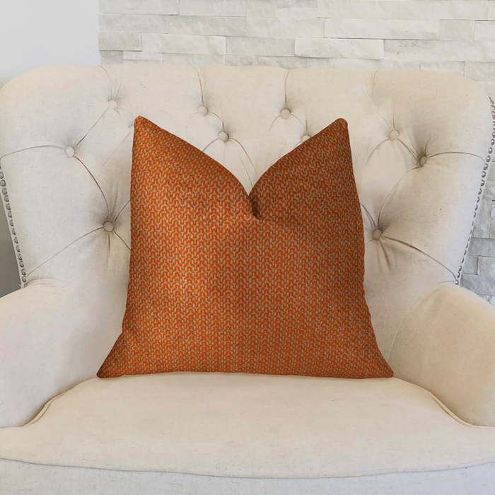 Plutus Kashmiri Oak Orange and Taupe Handmade Luxury Pillow