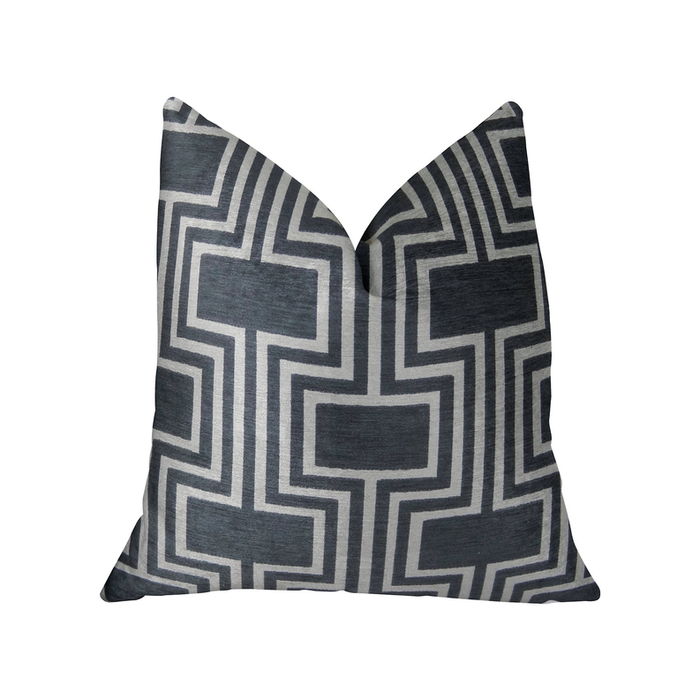 Plutus Argyle Square Black and White Handmade Luxury Pillow