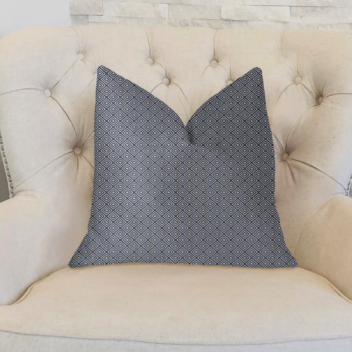 Plutus Daydream Blue and Beige Luxury Throw Pillow