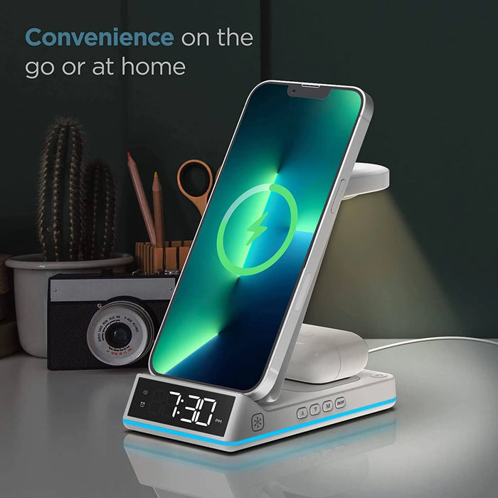 5-In-1 Charging Stand With Alarm Clock & Nightlight