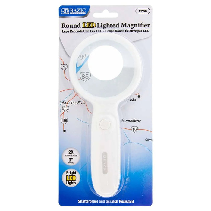 2x LED Lighted Magnifier, 3" Round, Pack of 3 - Kidsplace.store