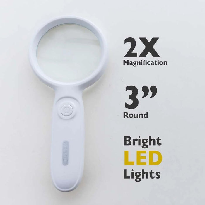 2x LED Lighted Magnifier, 3" Round, Pack of 3 - Kidsplace.store
