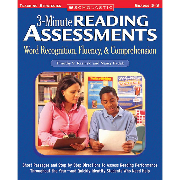 3-Minute Reading Assessments: Word Recognition, Fluency, and Comprehension: Grades 5-8 - Kidsplace.store