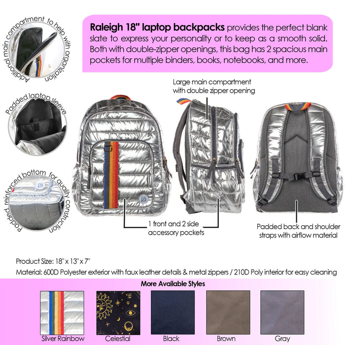 RALEIGH Backpack, 18", Black