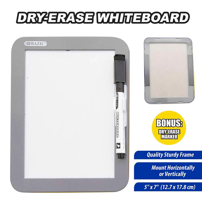 Magnetic Locker Dry Erase Board with Marker, 5" x 7", Assorted, Pack of 12