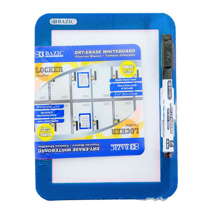 Magnetic Locker Dry Erase Board with Marker, 5" x 7", Assorted, Pack of 12