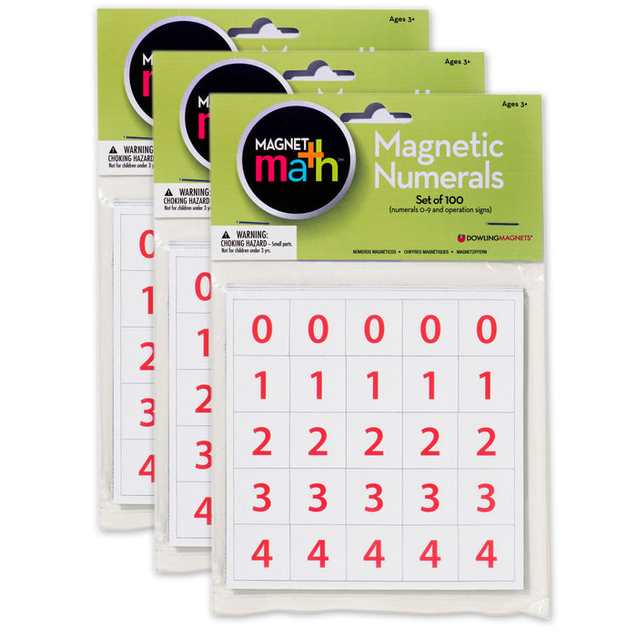 Magnet Numerals Set, 100 Per Set, 3 Sets