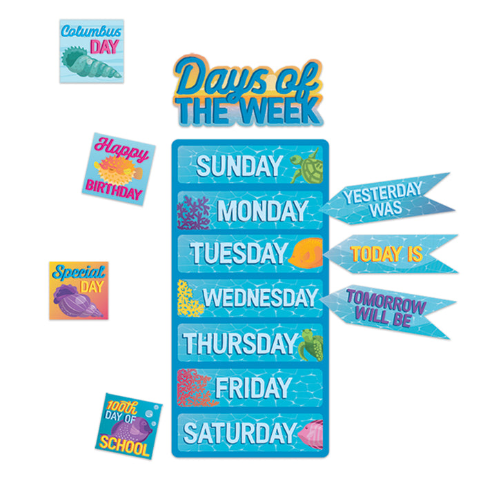 Seas the Day Calendar Bulletin Board Set, 98 Pieces