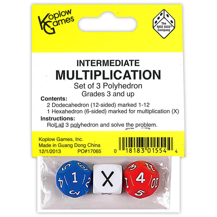 Intermediate Multiplication Dice, 3 Per Set, 12 Sets