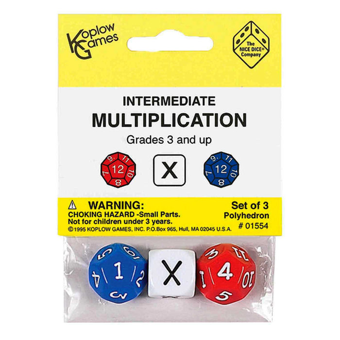 Intermediate Multiplication Dice, 3 Per Set, 12 Sets
