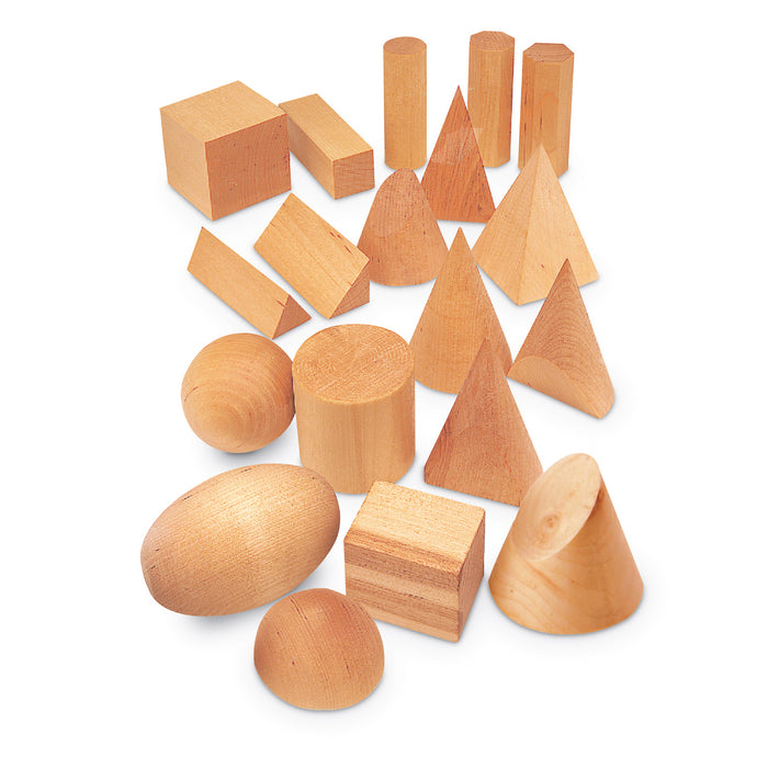 Wooden Geometric Solids, Set of 19