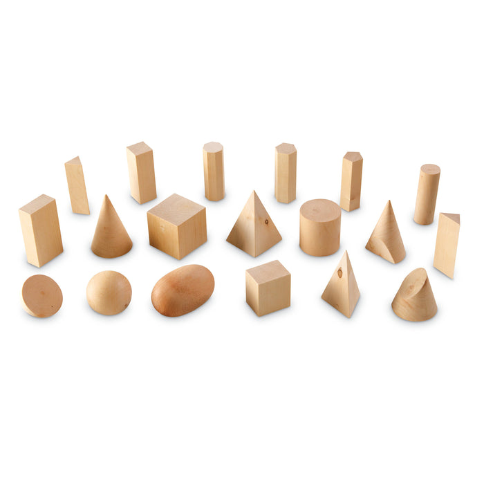 Wooden Geometric Solids, Set of 19