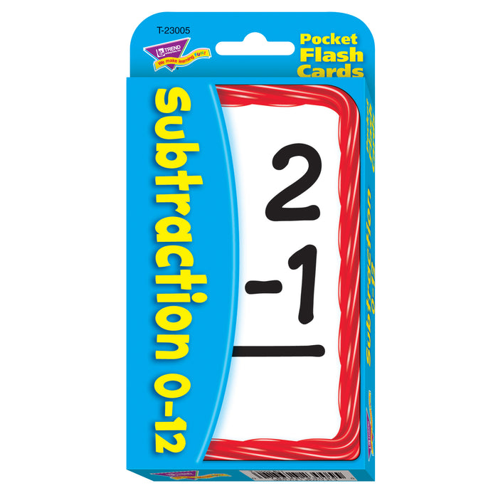 Subtraction 0-12 Pocket Flash Cards, 6 Packs