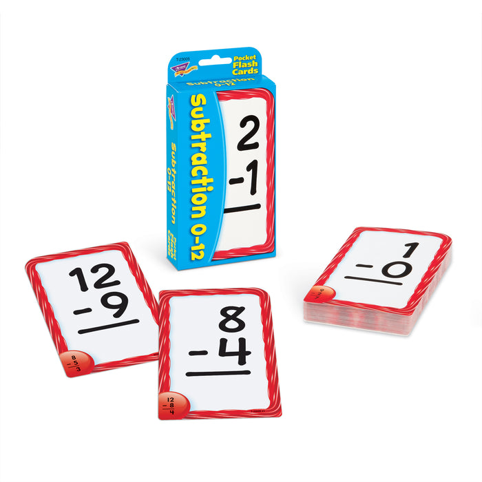 Subtraction 0-12 Pocket Flash Cards, 6 Packs