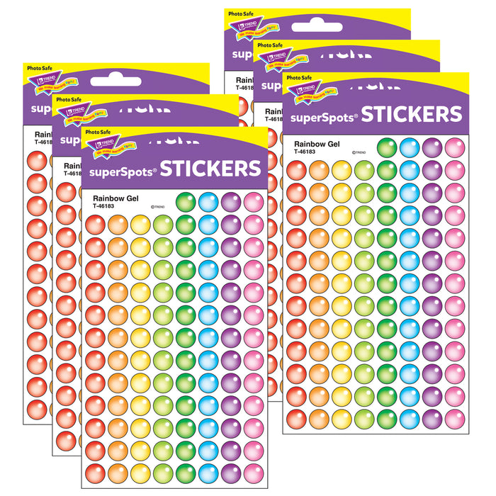 Rainbow Gel superSpots® Stickers, 800 Per Pack, 6 Packs